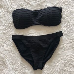 Strapless Striped Black Bikini